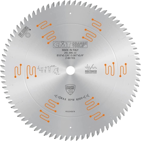 Orange Chrome Single Sided Laminate/Melamine Blade 10" x T80 TCG